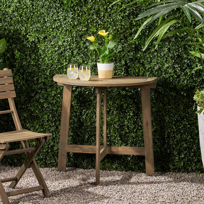 Table bistro demi-ronde grise en bois pliable gris