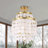 3-lights Shell Ceiling Light Fixtures Modern Brass Gold Semi Flush Mount Ceiling Light