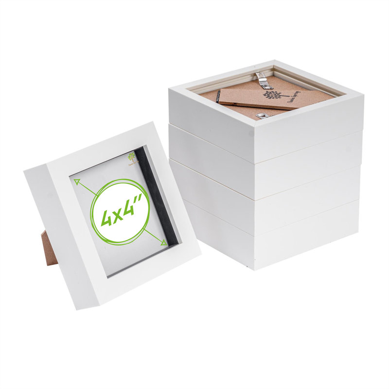 Nicola Spring - 3D Box Photo Frames, 12.5cm H x 12.5cm W x 3.5cm D, White