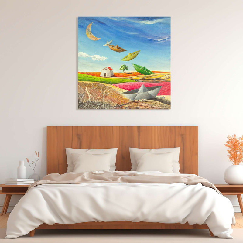 Fantastic Landscape With Paper Boats by Donato Larotonda - Wrapped Canvas Print, 90cm H x 90cm W