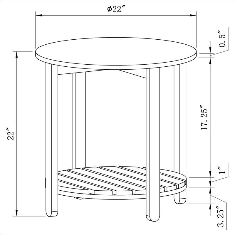 Table de bout en bois d'ingénierie Altos