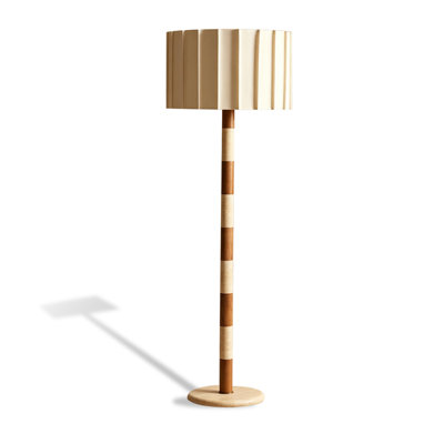 Beige + papier brun + bois massif + lampes sur pied Free Stone