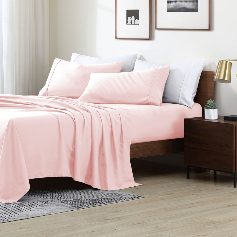 Swift Home Ultra-Soft 4-Piece Sheet Set - Essential 1800 Series Microfiber - Fits Mattress up to 14" Thick - Peach Fuzz, Durable, Easy Care