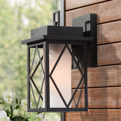 Foxton 1-Light Black Modern Outdoor Wall Lantern Sconce