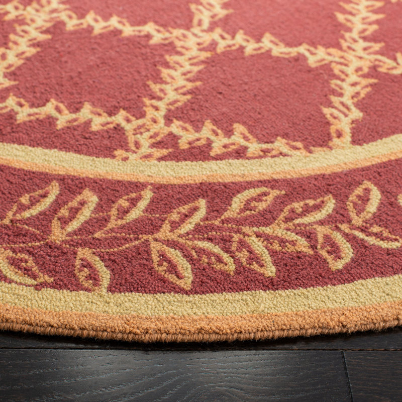 Jonsson Hand Hooked Wool Pile Floral Rug, Round 8'