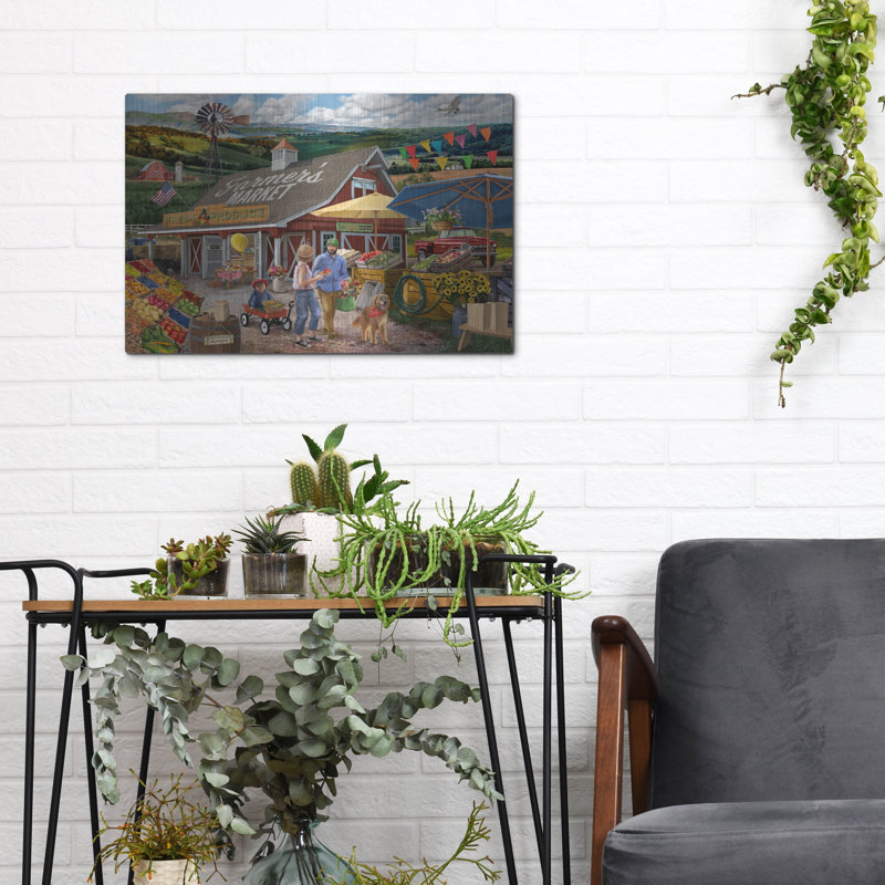 "Farmers Market" par Bigelow, illustrations en métal, H 12 po x l 16 po