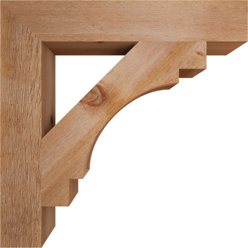 4"W x 24"D x 24"H Merced Block Rough Sawn Bracket, Western Red Cedar, Western Red Cedar (Rough Sawn), 24" H x 4" W x 24" D