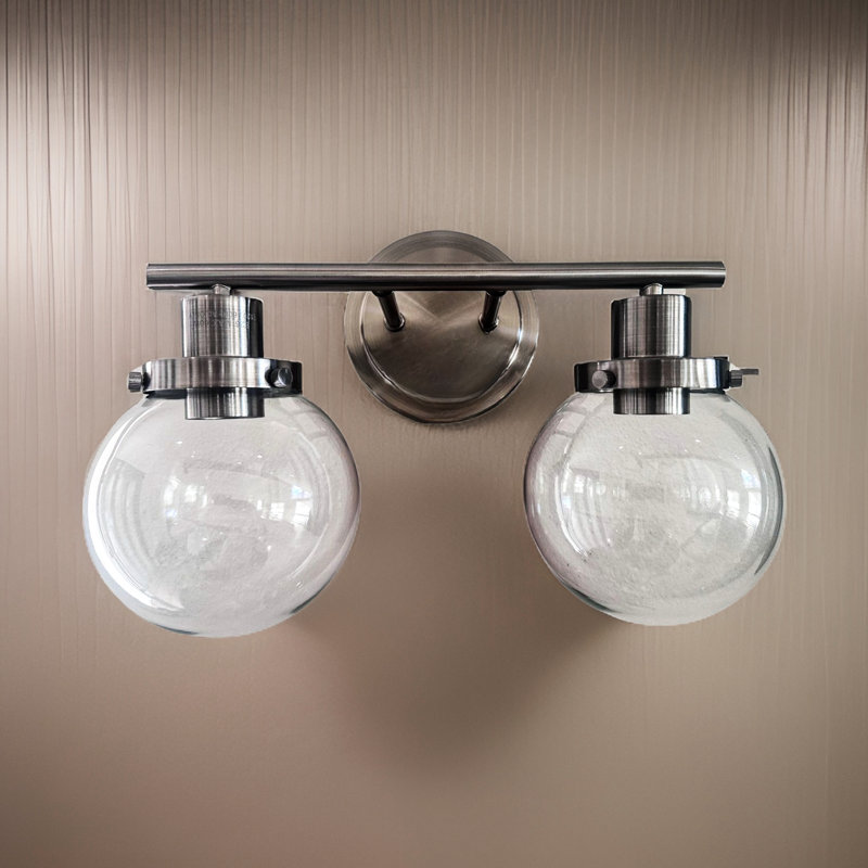 2- Black Wall Lamp With Clear Glass Shade, For Bathroom Fixtures Vanity , Sconce Versatile Bathroom, Living Room