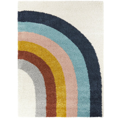 Olanda Rainbow Striped Shag Rug