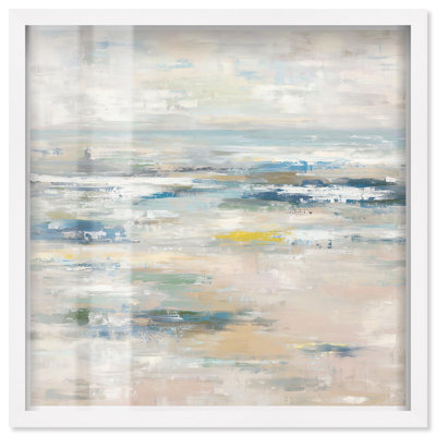 Décoration murale minimaliste Shallow Waters I Shadowbox Print par Art Remedy, cadre blanc, 21 x 21