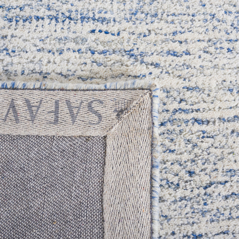 Bouldin Handmade Tufted Wool Blue Area Rug, Rectangle 4' x 6'