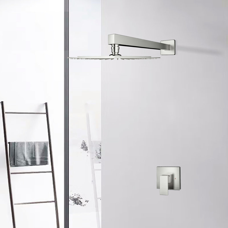 Shower Faucet Wall Mounted In Brushed Nickel - Brass Construction, Valve Included Mounted, Version Brass,