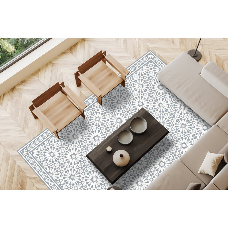 Abdiraxman Vinyl Machine Printed Area Rug, Rectangle 3'3.4" x 4'4.4"