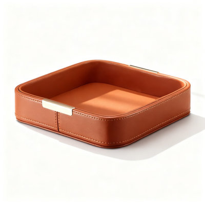 Handcrafted Leather Tray For Coffee Table Decor, Modern Home Organization And Stylish Desktop Storage Solution