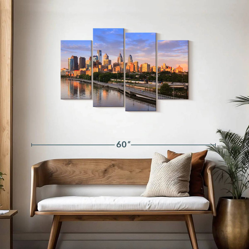 Philadelphia evening skyline Sireci, H 27 po x l 43 po