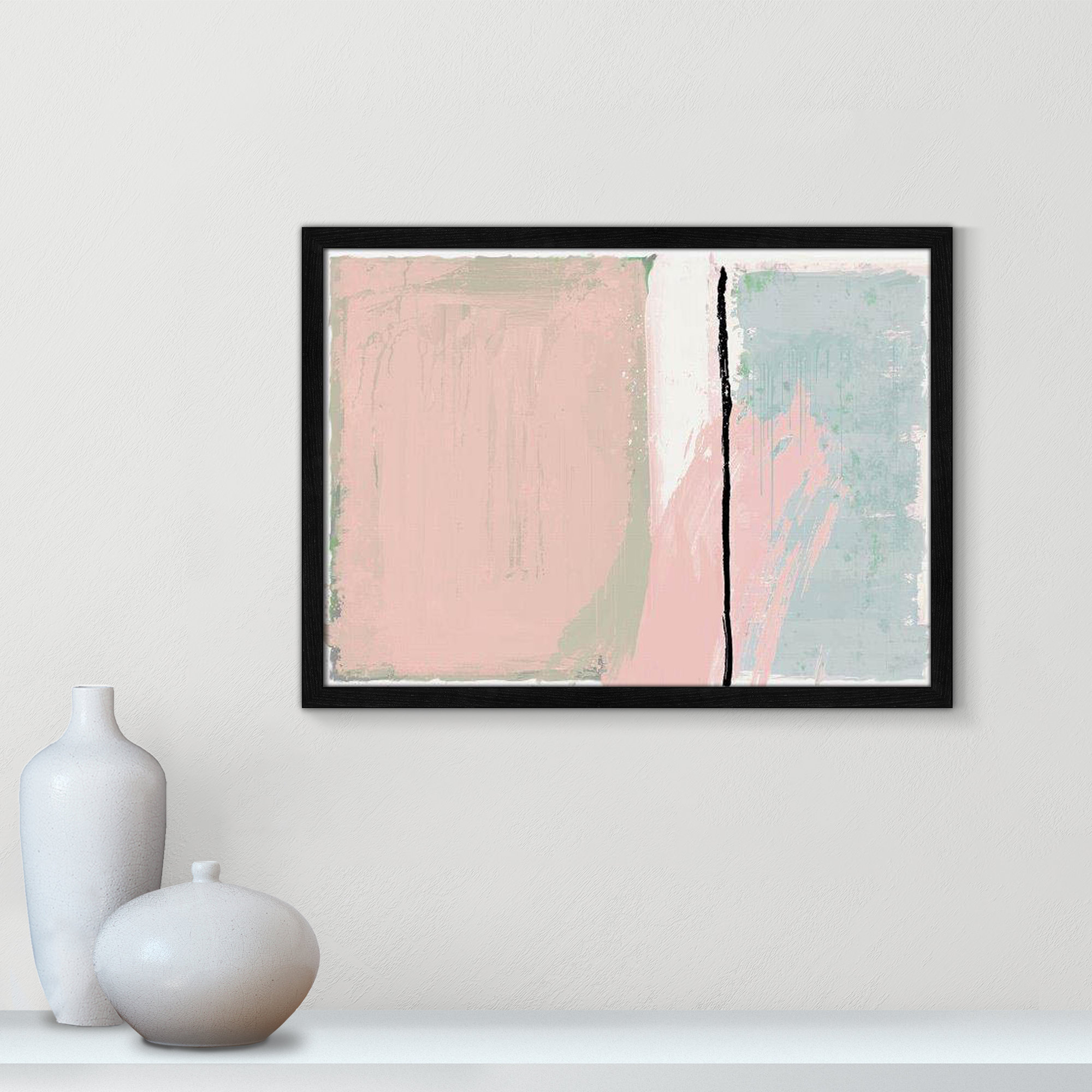 Pastel Opulance by Casa Fine Arts, Black Slim Picture Framed, 17" H x 23" W x 0.75" D, No Mat