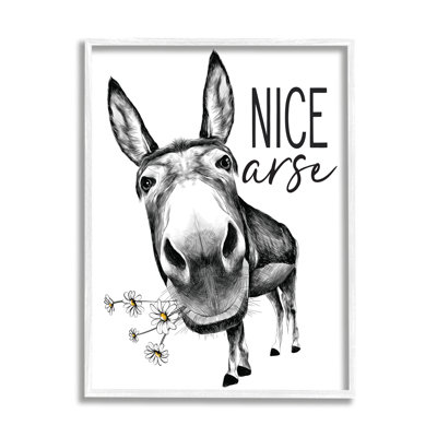 «Nice Ass», drôle d'âne, jeu de mots «Daisey» blanc avec lettres et lignes - impression