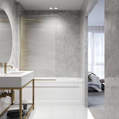 Zenith 34" W x 62" H Fixed Frameless Bathtub Screen with 3/8" Glass