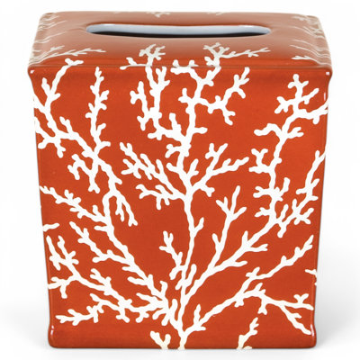 Porcelain Tissue Box Cover Coral