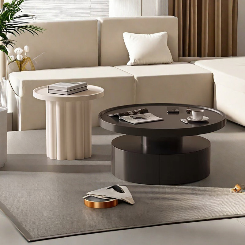 Light luxury style high-grade coffee table, Cream/Black