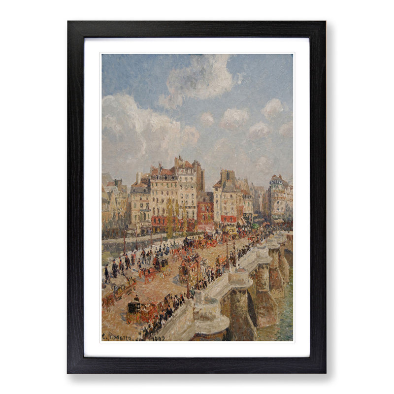 The New Bridge by Camille Pissarro - Picture Frame Painting, Black Framed, 36cm H x 27cm W x 2cm D