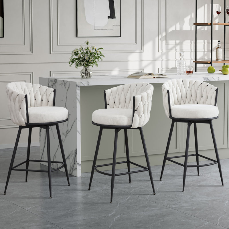 Tabouret de bar et de comptoir rembourré et pivotant, Beige