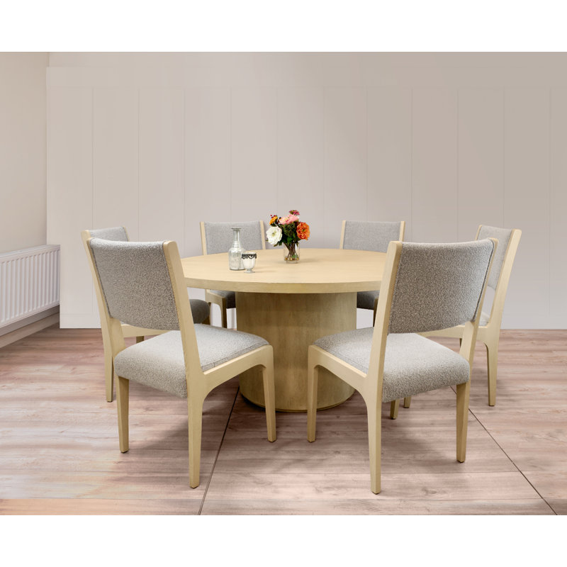 Porschia Solid Wood Solid Wood Top Pedestal Dining Set, 30" H x 60" L x 60" W, Gray