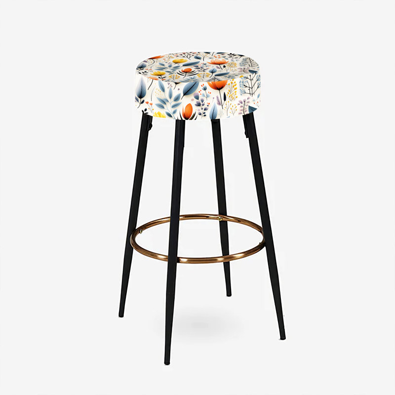 Minimalist Radiant Blossom Serenity V - Floral Bar Stools Set Of 2