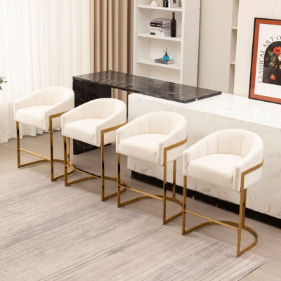 Johnnice Upholstered 27'' Counter Stool with Metal Frame