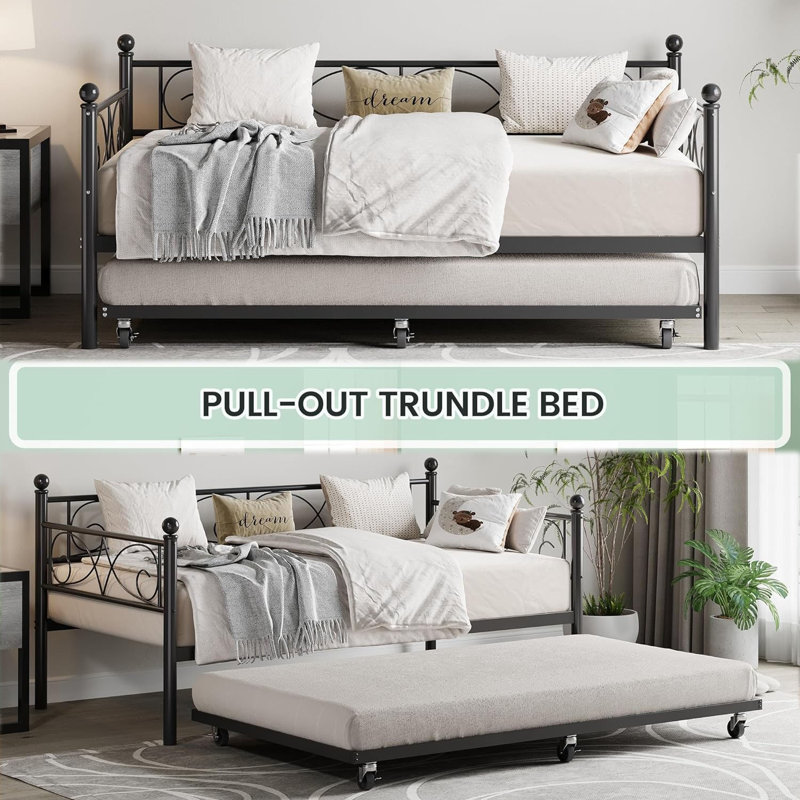 Twin Size Daybed And Trundle Frame Set, Black
