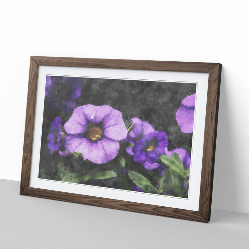 Purple Flowers - Framed Print, Walnut Framed, 48cm H x 65cm W x 2cm D