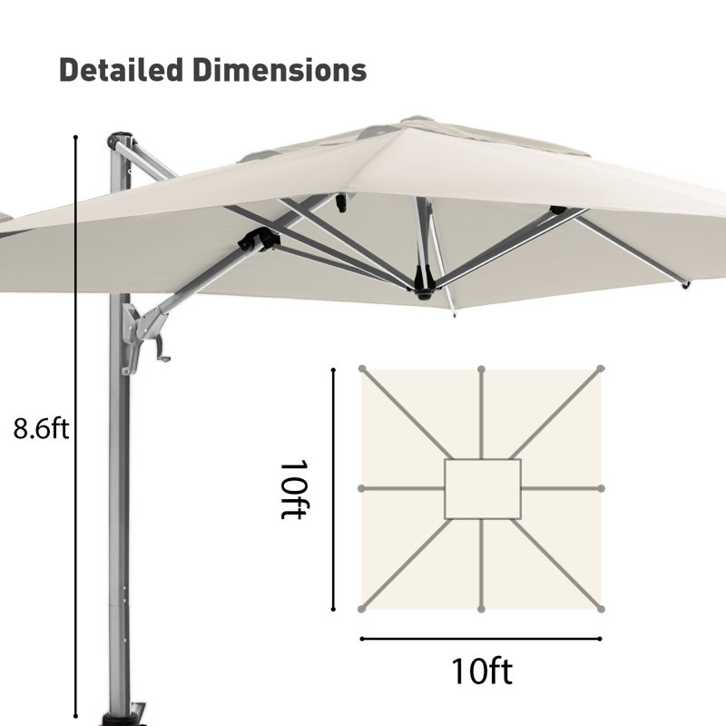 Parasol en porte-à-faux, Beige, 10 pi x 10 pi