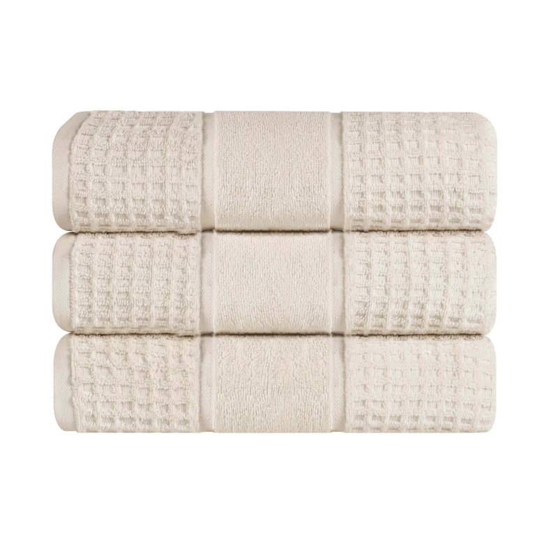 Serviette de bain 100% coton gaufré Hochman, Ivoire
