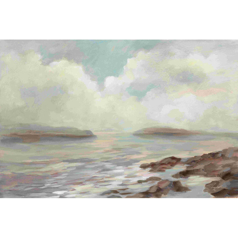 «Distant Island» par Silvia Vassileva - Peinture, H 8 po x l 12 po, Non, Toile tendue