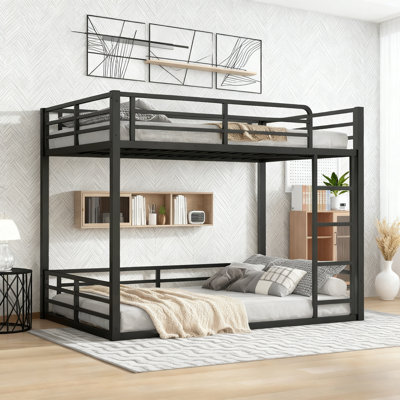 Floor Bunk Bed For Kids And Adults,heavy Duty Metal Bunk Bed Space-saving,noise Reduced Structure,no Box Spring Needed,black by Latitude Run