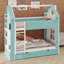 Lit superposé House avec tiroirs de rangement, tablettes et bande lumineuse, design moderne-438578894-438960154