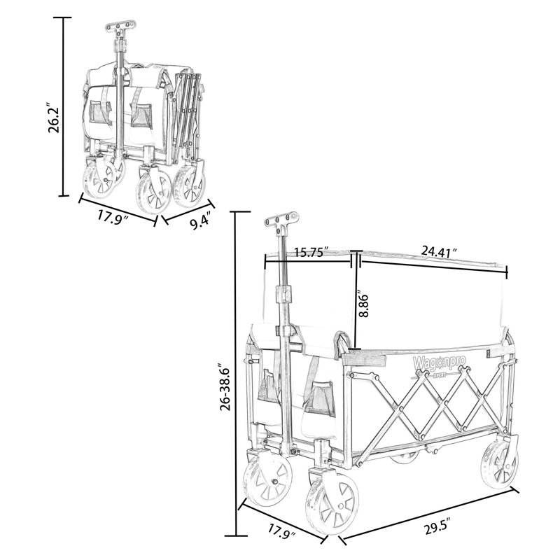 Chariot polyvalent extensible à deux niveaux pour camping, magasinage, sport, jardinage, pêche, Rose