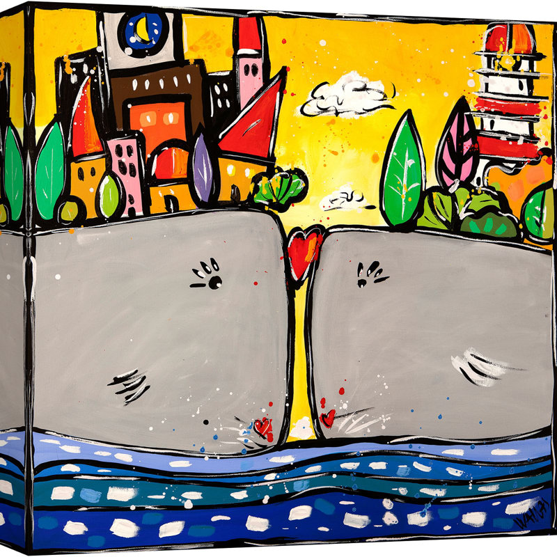 1WA6234 Colourful Art: It Is A Great Love by Wallas - Wrapped Canvas Print, 70cm H x 70cm W  x 4cm D