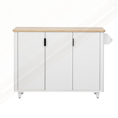 51" Fluted Kitchen Island With Drop Leaf
