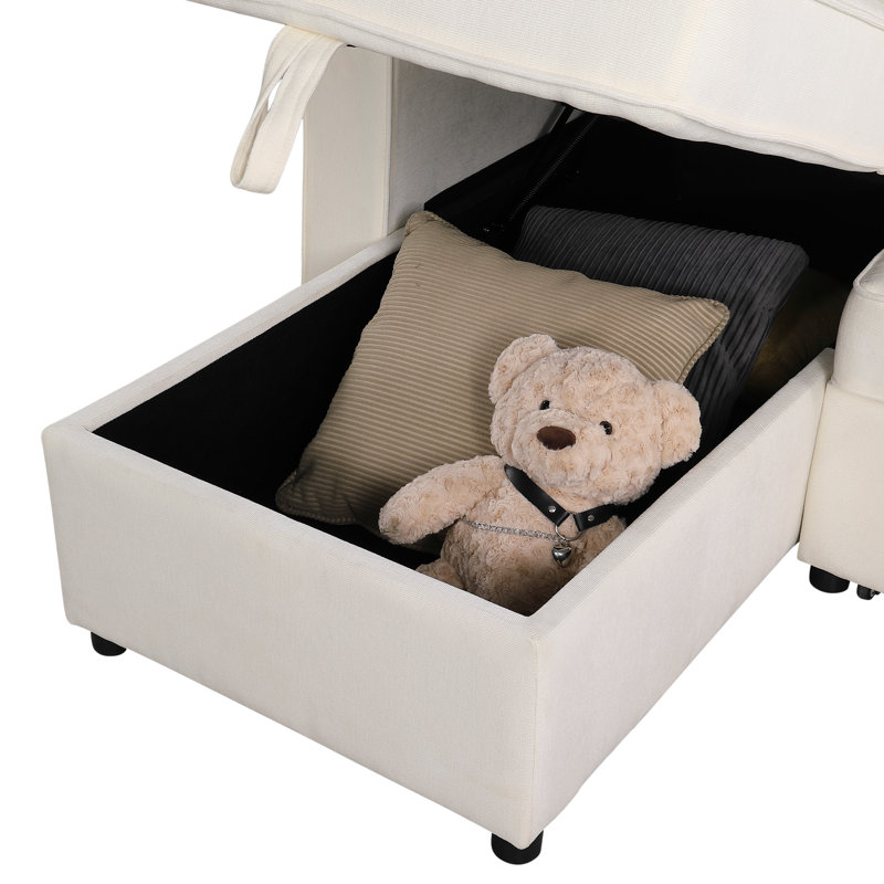 Convertible Sofa Bed, Beige Chenille