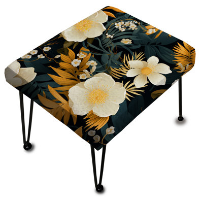 Fleurs jaunes et vertes - Repose-pieds rectangulaire tropical