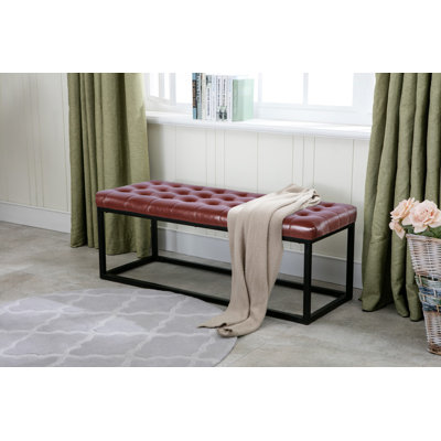 Beraun Faux Leather Bench with Metal Legs