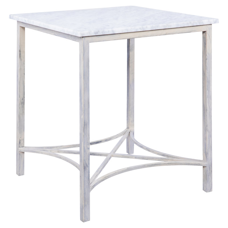 Bella Marble 3 Legs End Table, Deep Ocean, Carrera Marble