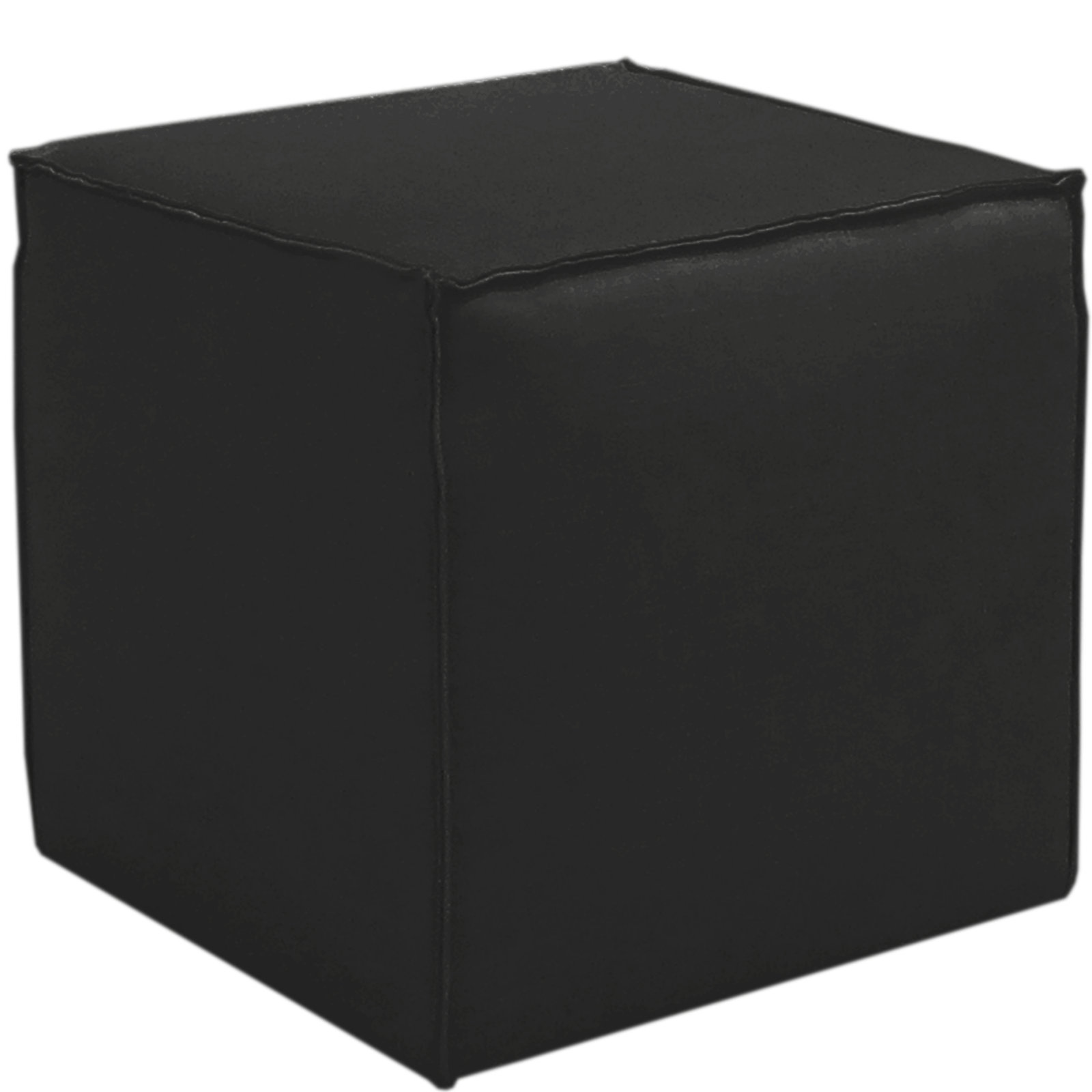 Tillie Upholstered Pouf, Classic Black Linen