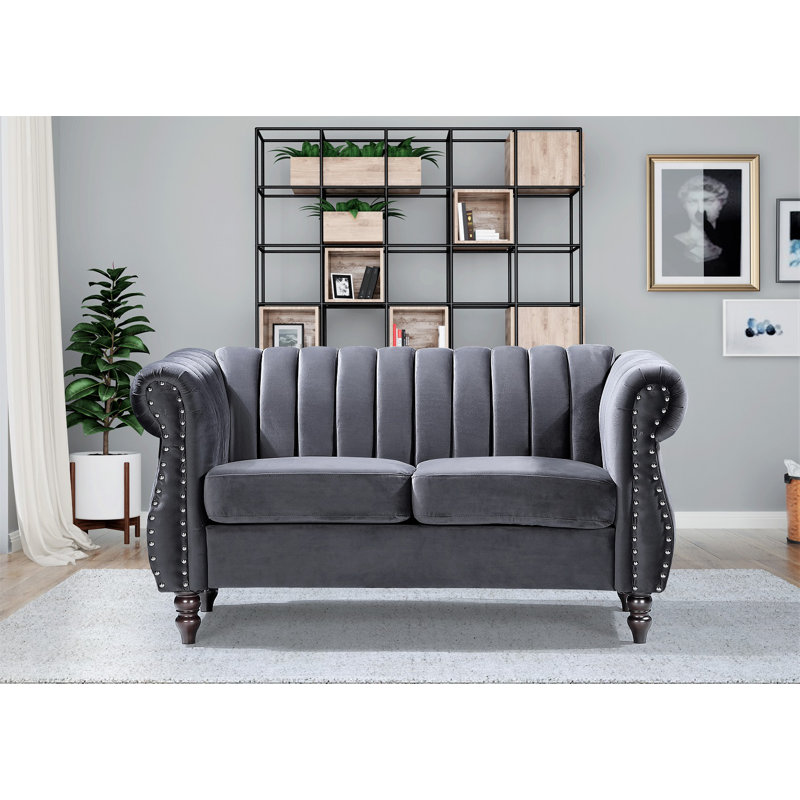 Capri 59.1'' Velvet Loveseat, Gray Velvet
