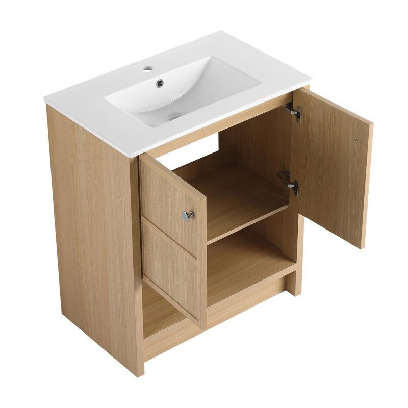 Meuble-lavabo autoportant de 30 po avec lavabo en céramique