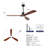 Hot Sales 60 Inch Modern Black Ceiling Fan With Light 3 Solid Wood Blades Remote Control Reversible DC Motor With Dimmable LED-425115504-425115507-425115516