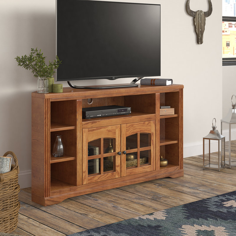 Rafeef Unfinished Corner TV Stand for TVs up to 60", Iron Ore Oak