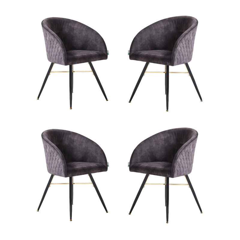 Goddard Mordern Tub Dining Chairs- Upholstered in Velvet, Cushion Padded With Metal Legs- Armchair Room Kitchen Living Room 