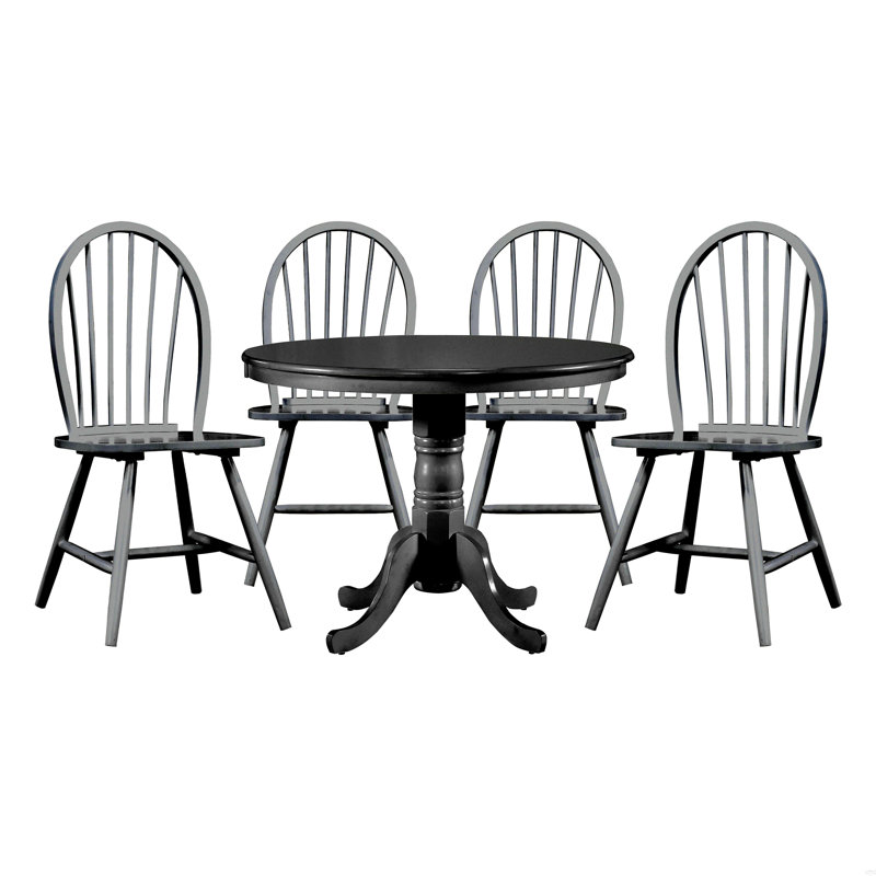 Ensemble de table de salle à manger 5 pièces avec 4 chaises Windsor